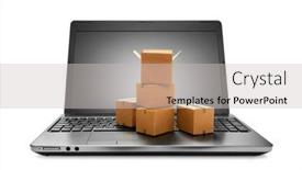  Presentation with online shopping - Beautiful presentation theme featuring online-shopping-concept-carton-boxes backdrop and a light gray colored foreground