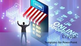  Presentation with online shopping - Slides with online-shopping-concept-with-smartphone background and a light blue colored foreground