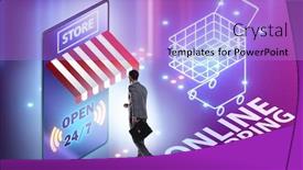  Presentation with online shopping - Audience pleasing slide set consisting of online-shopping-concept-with-smartphone backdrop and a light blue colored foreground