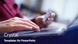  Presentation with online shopping - Theme featuring online-shopping-concept-woman background and a navy blue colored foreground