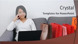  Presentation with cashback online shopping - Colorful theme enhanced with online shopping on laptop computer backdrop and a  colored foreground