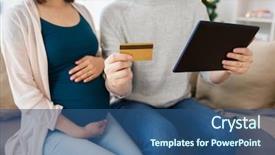  Presentation with online grocery shopping - Beautiful PPT theme featuring online shopping pregnancy and people backdrop and a ocean colored foreground