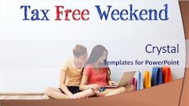  Presentation with online shopping - Colorful theme enhanced with online shopping text tax free backdrop and a sky blue colored foreground