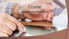  Presentation with online shopping - Audience pleasing presentation design consisting of online shopping using credit card backdrop and a coral colored foreground