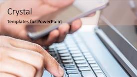  Presentation with telephone mobile - PPT layouts featuring online shopping using mobile telephone background and a  colored foreground