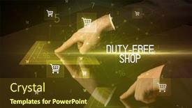  Presentation with duty free shopping - Audience pleasing PPT theme consisting of online-shopping-with-duty-free backdrop and a tawny brown colored foreground