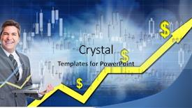  Presentation with stock share - Presentation featuring online stock trading man background and a light blue colored foreground