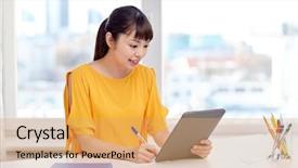  Presentation with high school - Theme consisting of online students - people education high school background and a yellow colored foreground