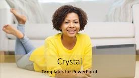  Presentation with african american students - PPT layouts enhanced with online students - people technology and leisure concept background and a yellow colored foreground