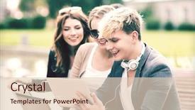  Presentation with teens summer camp - Beautiful presentation featuring online study - summer internet education campus backdrop and a lemonade colored foreground