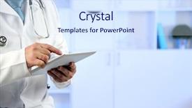  Presentation with workplace - Beautiful PPT layouts featuring online support - doctor with digital tablet backdrop and a  colored foreground