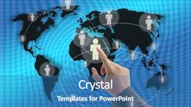  Presentation with recruitment - Slides with online teaching - businessman hand touching virtual screen background and a teal colored foreground