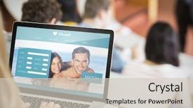  Presentation with lecture hall - Slide deck enhanced with online teaching - dating website against female using background and a soft green colored foreground