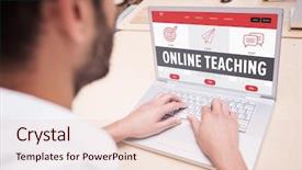  Presentation with interface - Slides enhanced with online teaching interface against man background and a lemonade colored foreground