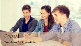  Presentation with school technology - Slides having online test - education technology school and internet background and a coral colored foreground