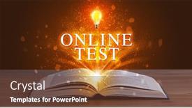  Presentation with educational - Slides featuring online-test-inscription-coming-out background and a tawny brown colored foreground
