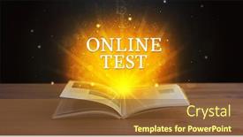  Presentation with educational - Slide set featuring online-test-inscription-coming-out background and a tawny brown colored foreground