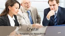  Presentation with blue and orange business people - PPT layouts consisting of online training - business people working with lap-top background and a  colored foreground