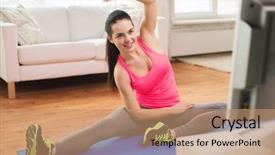  Presentation with healthy living - Colorful slide deck enhanced with online training - fitness workout healthy living backdrop and a coral colored foreground