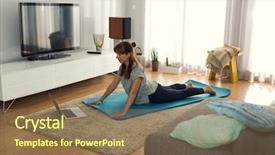  Presentation with exercise - Amazing presentation design having online training - full length shot backdrop and a coral colored foreground