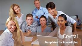  Presentation with student nurse teaching university - PPT layouts enhanced with online training - students and teacher in course background and a coral colored foreground