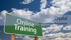  Presentation with forest road green - Amazing presentation theme having online training green road sign backdrop and a  colored foreground