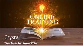  Presentation with educational - Cool new PPT theme with online-training-inscription-coming-out backdrop and a tawny brown colored foreground