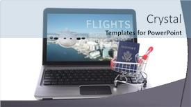  Presentation with online travel - Colorful presentation design enhanced with online-travel-booking-concept backdrop and a light blue colored foreground