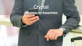  Presentation with commuter - Amazing presentation design having online travel softwere - commuter looking at his mobile backdrop and a  colored foreground