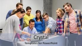  Presentation with high technology - Cool new presentation with online tutoring - education high school technology backdrop and a light blue colored foreground