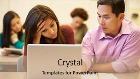  Presentation with math notebook for high school - PPT theme enhanced with online tutoring - high school teacher helping stressed background and a coral colored foreground