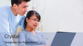  Presentation with catholic couple silhouette of young - Cool new presentation design with online tutoring - young asian couple using laptop backdrop and a light blue colored foreground