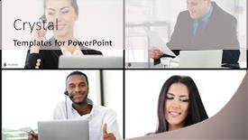  Presentation with online meeting - PPT theme enhanced with online-video-call-and-meeting background and a light gray colored foreground