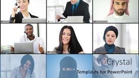  Presentation with online meeting - Presentation theme with online-video-call-and-meeting background and a light blue colored foreground