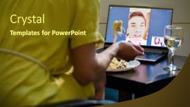  Presentation with online dating - Slides consisting of online-video-dating-couple-chatting background and a tawny brown colored foreground