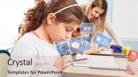  Presentation with social children - PPT theme having young girl uses social media background and a lemonade colored foreground