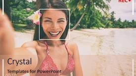  Presentation with social media dangers - Cool new slide set with online while traveling for social backdrop and a coral colored foreground