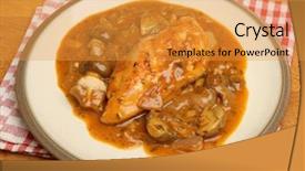  Presentation with non veg food chicken biryani - Presentation design featuring only onion - chicken chasseur classic french casserole background and a  colored foreground