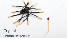  Presentation with burnt - Cool new slide deck with only-unburnt-match-stick backdrop and a white colored foreground