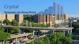  Presentation with highways - Beautiful presentation theme featuring onramps and highways on the upper west side of manhattan backdrop and a light blue colored foreground