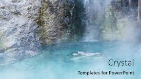  Presentation with onsen - Slide deck with onsen in japan background and a light blue colored foreground