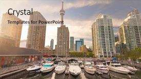 Presentation with toronto - Cool new presentation theme with cn tower - view of the harbour front backdrop and a lemonade colored foreground