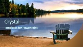  Presentation with relaxing - PPT layouts enhanced with wooden chair on beach background and a ocean colored foreground