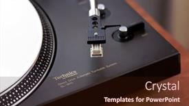  Presentation with record player - Presentation design with ontario-canada-december-26-2017 background and a wine colored foreground