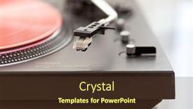  Presentation with record player - Beautiful presentation design featuring ontario-canada-december-26-2017 backdrop and a tawny brown colored foreground