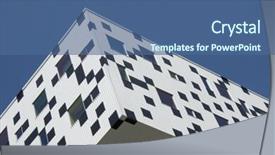  Presentation with steel building - Colorful presentation design enhanced with ontario power - modern steel-clad building stands backdrop and a ocean colored foreground