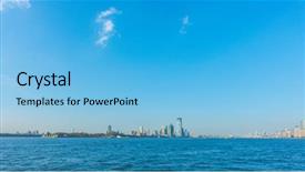  Presentation with taxi cabs new york city - PPT theme with onu - manhattan skyline new york city background and a light blue colored foreground