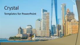  Presentation with new york city - Audience pleasing PPT theme consisting of onu - manhattan skyline new york city backdrop and a light blue colored foreground