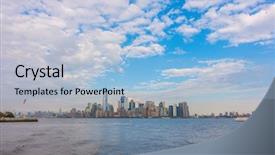  Presentation with new york city - Audience pleasing PPT theme consisting of onu - manhattan skyline new york city backdrop and a light blue colored foreground