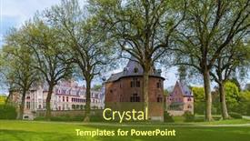  Presentation with belgium - Slides with ooidonk-castle-in-belgium-architecture background and a tawny brown colored foreground